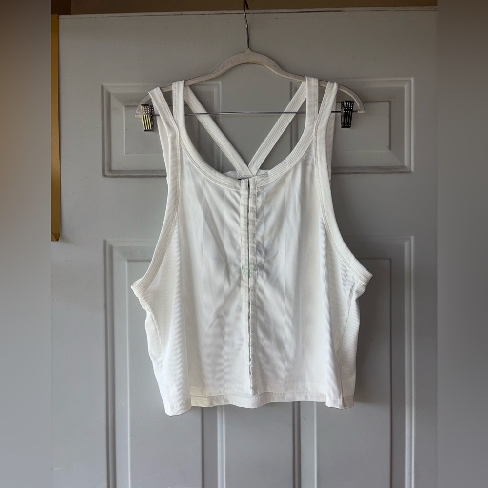 Incerun white ribbed strappy front hook tank size 2XL